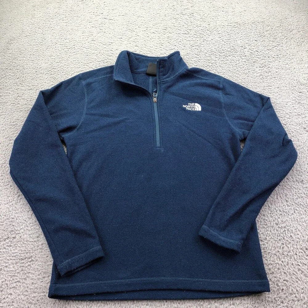 The North Face Pullover Mens Medium Blue 1/4 Zip Long Sleeve Fleece Top Hiking